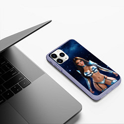 Чехол iPhone 11 Pro матовый Комическая девушка в блестящем костюме, цвет: 3D-светло-сиреневый — фото 2