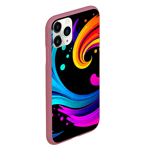 Чехол iPhone 11 Pro матовый Joy wave - ai art fantasy / 3D-Малиновый – фото 2