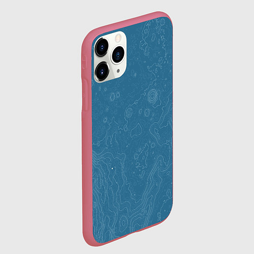 Чехол iPhone 11 Pro матовый Абстрактная карта рельефа луны / 3D-Малиновый – фото 2