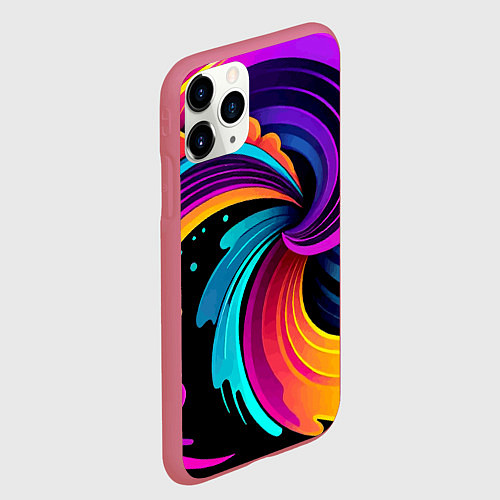 Чехол iPhone 11 Pro матовый Яркая красочная абстракция - нейроарт / 3D-Малиновый – фото 2