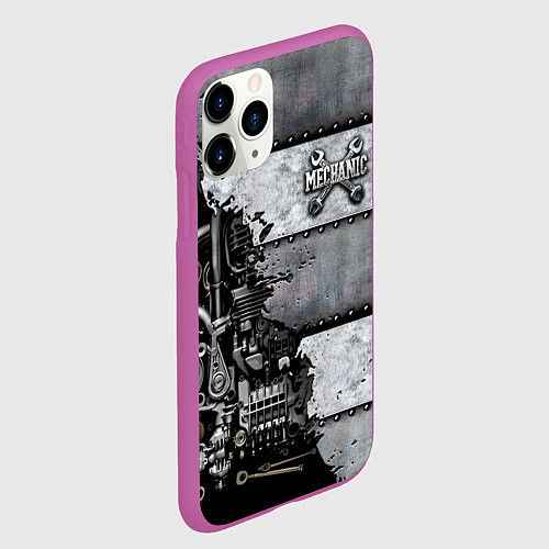 Чехол iPhone 11 Pro матовый Mechanic Iron / 3D-Фиолетовый – фото 2