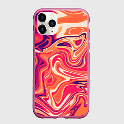 Чехол iPhone 11 Pro матовый Абстракция кислотно мраморный фон, цвет: 3D-малиновый