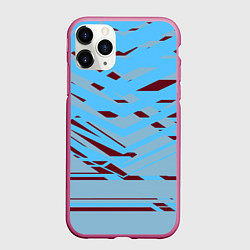 Чехол iPhone 11 Pro матовый Геометрическая абстракция сине голубого цвета, цвет: 3D-малиновый