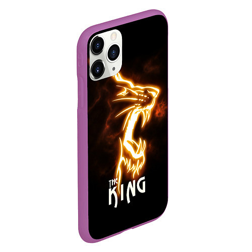 Чехол iPhone 11 Pro матовый Lion fire King / 3D-Фиолетовый – фото 2