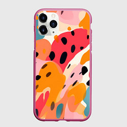 Чехол iPhone 11 Pro матовый Яркие пятна, цвет: 3D-малиновый