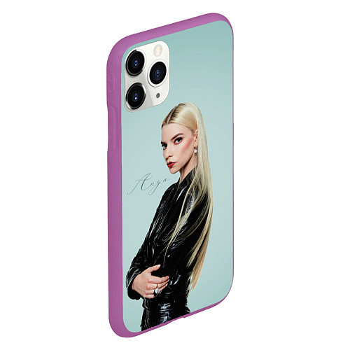 Чехол iPhone 11 Pro матовый Anya Taylor - Joy - actress / 3D-Фиолетовый – фото 2