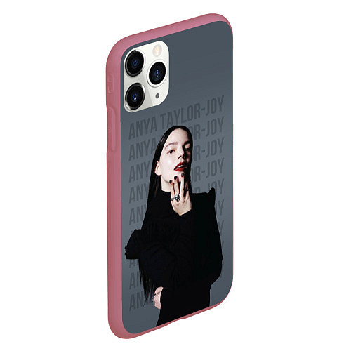 Чехол iPhone 11 Pro матовый Actress - Anya Taylor Joy / 3D-Малиновый – фото 2