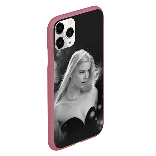 Чехол iPhone 11 Pro матовый Actress - Anya Taylor - Joy / 3D-Малиновый – фото 2