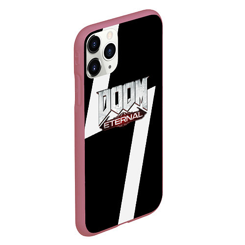 Чехол iPhone 11 Pro матовый Doom eternal geometry white / 3D-Малиновый – фото 2