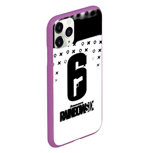 Чехол iPhone 11 Pro матовый Rainbox six game pattern / 3D-Фиолетовый – фото 2