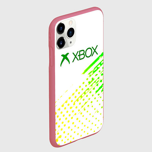 Чехол iPhone 11 Pro матовый Xbox краски текстура геймер / 3D-Малиновый – фото 2