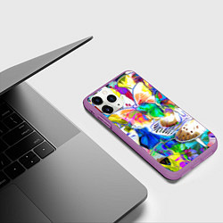 Чехол iPhone 11 Pro матовый Живописные бабочки, цвет: 3D-фиолетовый — фото 2