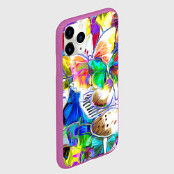 Чехол iPhone 11 Pro матовый Живописные бабочки, цвет: 3D-фиолетовый — фото 2