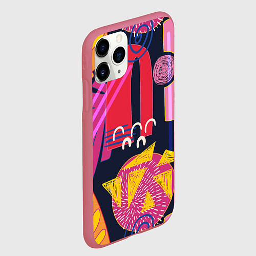 Чехол iPhone 11 Pro матовый Ширли мырли / 3D-Малиновый – фото 2