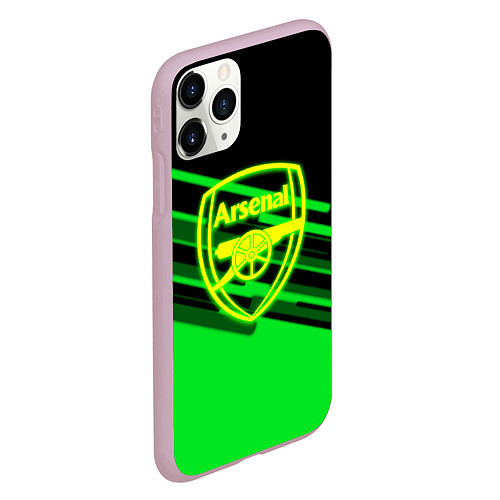 Чехол iPhone 11 Pro матовый Arsenal geometry line green / 3D-Розовый – фото 2