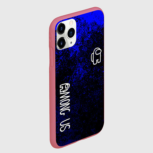 Чехол iPhone 11 Pro матовый Among us краски синий / 3D-Малиновый – фото 2