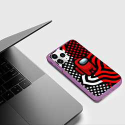 Чехол iPhone 11 Pro матовый Among us usa style, цвет: 3D-фиолетовый — фото 2