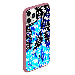 Чехол iPhone 11 Pro матовый Marshmello fire, цвет: 3D-малиновый — фото 2