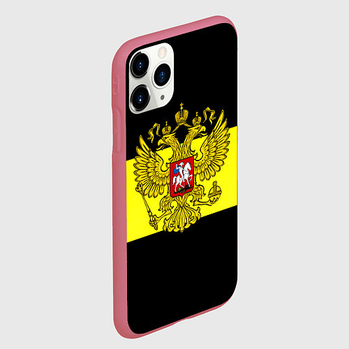 Чехол iPhone 11 Pro матовый Герб РФ империя / 3D-Малиновый – фото 2