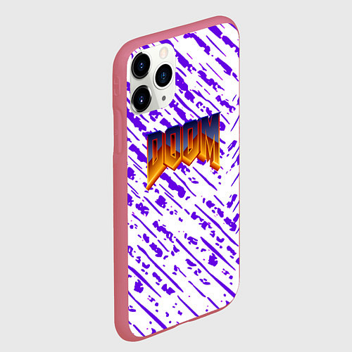 Чехол iPhone 11 Pro матовый Doom neon retro / 3D-Малиновый – фото 2