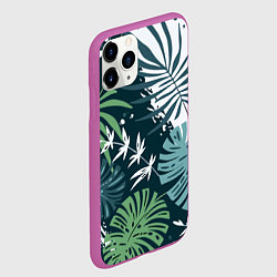 Чехол iPhone 11 Pro матовый Листья тропических джунглей абстракция, цвет: 3D-фиолетовый — фото 2