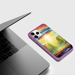 Чехол iPhone 11 Pro матовый UFO In The Forest, цвет: 3D-фиолетовый — фото 2