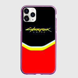 Чехол iPhone 11 Pro матовый Cyberpunk 2077 geometry, цвет: 3D-фиолетовый