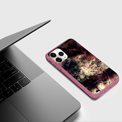 Чехол iPhone 11 Pro матовый Мокрая бумага ретро гранж текстура грязная, цвет: 3D-малиновый — фото 2