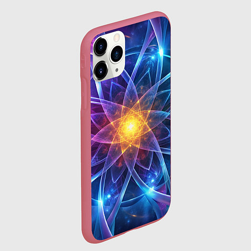 Чехол iPhone 11 Pro матовый Космический закрученный узор-лотос: энергия вселен / 3D-Малиновый – фото 2