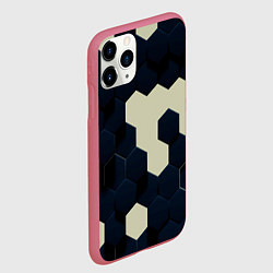 Чехол iPhone 11 Pro матовый Соты абстракция, цвет: 3D-малиновый — фото 2