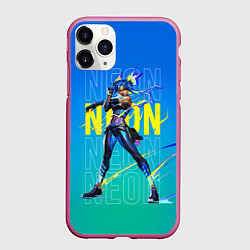Чехол iPhone 11 Pro матовый Neon Valorant, цвет: 3D-малиновый