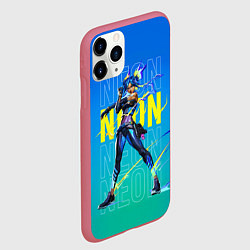 Чехол iPhone 11 Pro матовый Neon Valorant, цвет: 3D-малиновый — фото 2