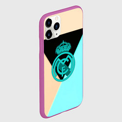 Чехол iPhone 11 Pro матовый Реал мадрид спорт геометрия, цвет: 3D-фиолетовый — фото 2