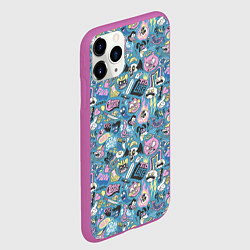 Чехол iPhone 11 Pro матовый Дудл животные и меч, цвет: 3D-фиолетовый — фото 2
