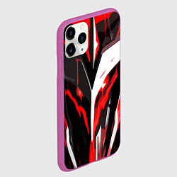 Чехол iPhone 11 Pro матовый Красно-белый абстрактный демонический шлем, цвет: 3D-фиолетовый — фото 2