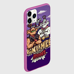 Чехол iPhone 11 Pro матовый Мыши-рокеры с Марса, цвет: 3D-фиолетовый — фото 2