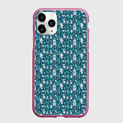 Чехол iPhone 11 Pro матовый Монстры с языком - паттерн, цвет: 3D-малиновый
