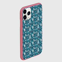 Чехол iPhone 11 Pro матовый Монстры с языком - паттерн, цвет: 3D-малиновый — фото 2