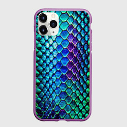 Чехол iPhone 11 Pro матовый Радужная кожа змеи, цвет: 3D-фиолетовый