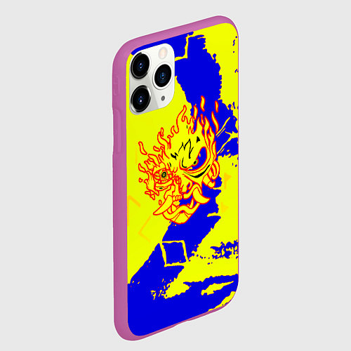 Чехол iPhone 11 Pro матовый Samurai logo yellow fire / 3D-Фиолетовый – фото 2