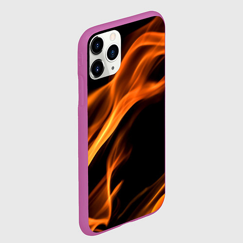 Чехол iPhone 11 Pro матовый Языки пламени текстура / 3D-Фиолетовый – фото 2