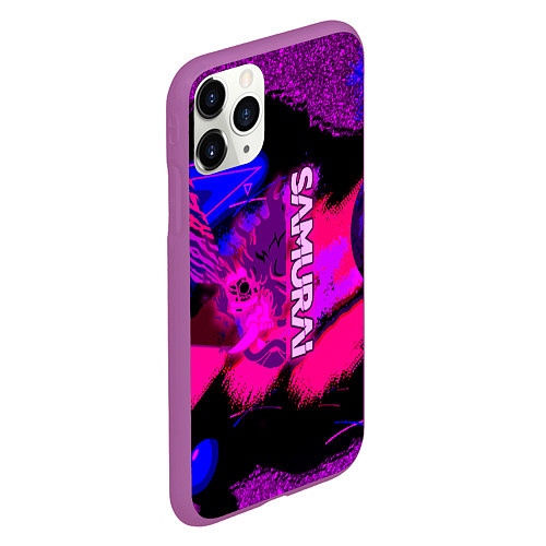 Чехол iPhone 11 Pro матовый Samurai ретровейв / 3D-Фиолетовый – фото 2