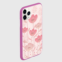 Чехол iPhone 11 Pro матовый Абстрактные цветы в розовом, цвет: 3D-фиолетовый — фото 2