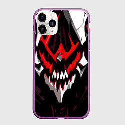 Чехол iPhone 11 Pro матовый Абстрактное красное лицо монстра, цвет: 3D-фиолетовый