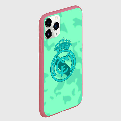 Чехол iPhone 11 Pro матовый Реал Мадрид камуфляж / 3D-Малиновый – фото 2