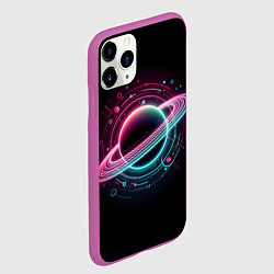 Чехол iPhone 11 Pro матовый Неоновый Сатурн, цвет: 3D-фиолетовый — фото 2