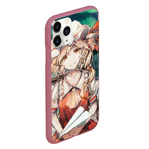 Чехол iPhone 11 Pro матовый Touhou Project Flandre милая с бумажным самолётико / 3D-Малиновый – фото 2