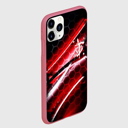 Чехол iPhone 11 Pro матовый Doom logo game / 3D-Малиновый – фото 2