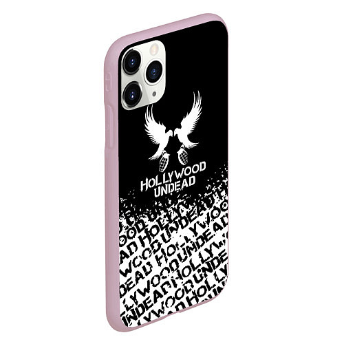 Чехол iPhone 11 Pro матовый Hollywood Undead band / 3D-Розовый – фото 2