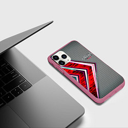 Чехол iPhone 11 Pro матовый Audi sport geometry car, цвет: 3D-малиновый — фото 2